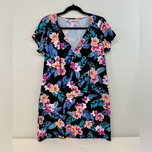 Lands End swim cover-up tunic dress floral Small